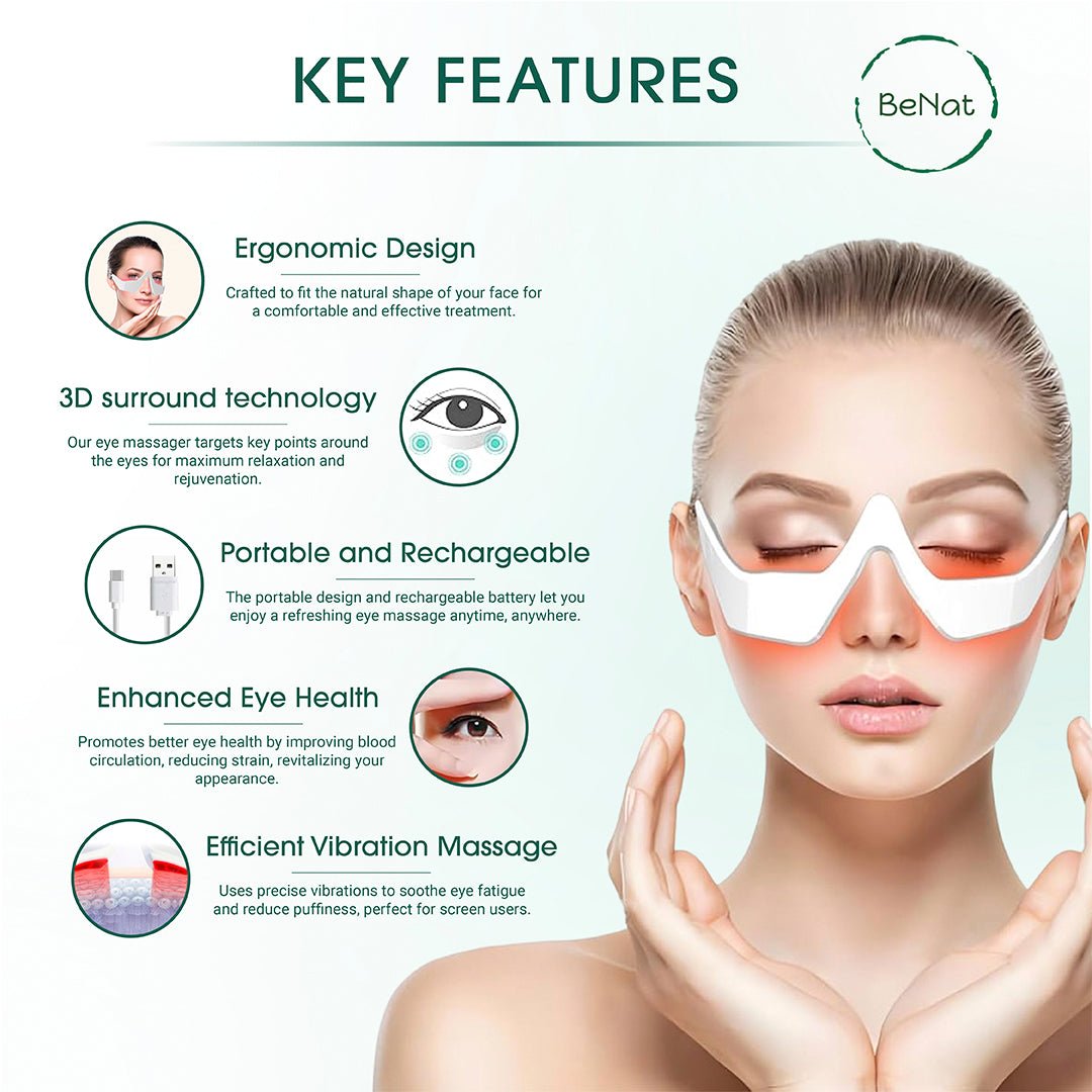 Under - Eye Red Light Therapy Skin Rejuvenation and Relaxation Massager - LumiLuxe